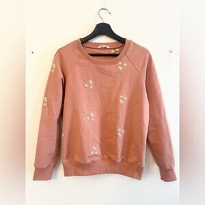 Solitaire Daisy embroidered pullover sweatshirt crewneck top floral boho neutral